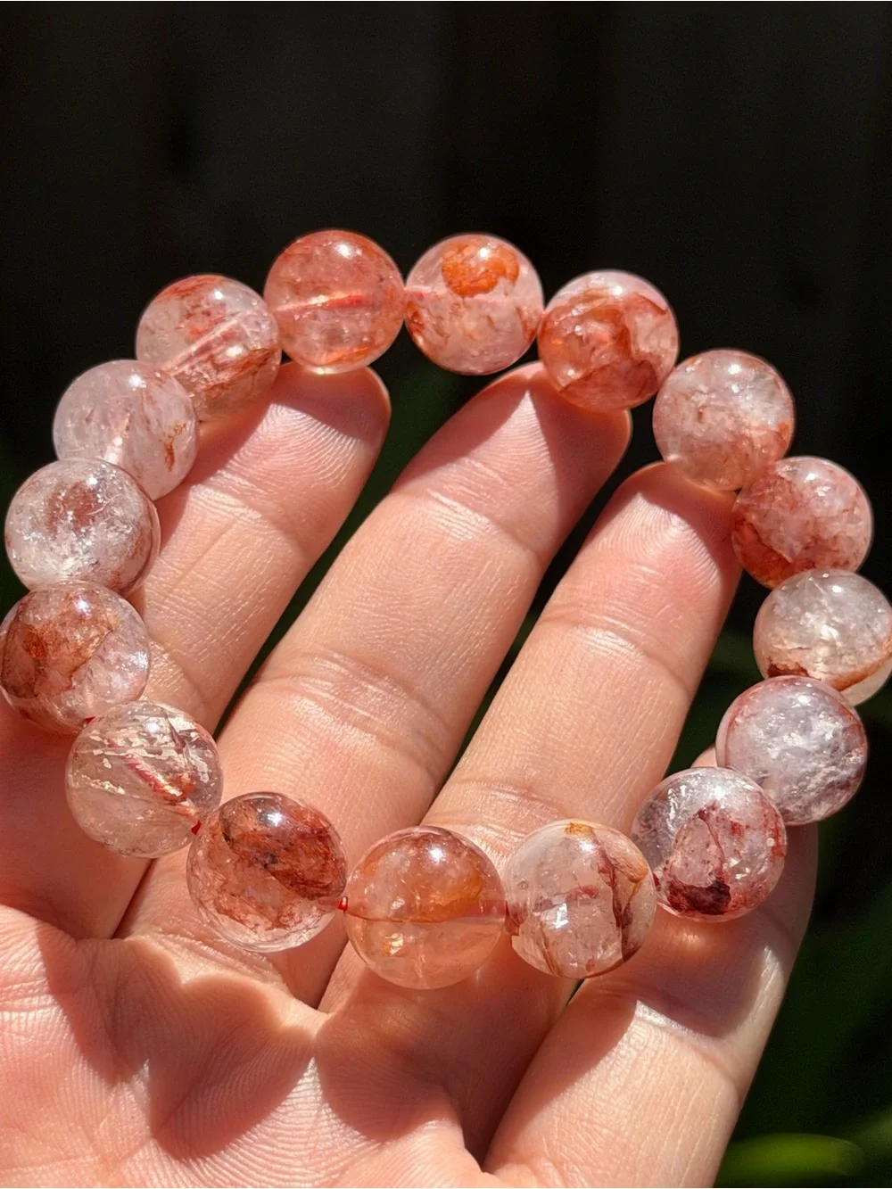 12.5mm stretchable fire quartz bracelet 2218